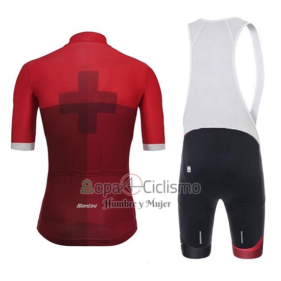 Tour de Suisse Cross Ropa Ciclismo Culotte Corto 2018 Hombre Mangas Cortas Rojo